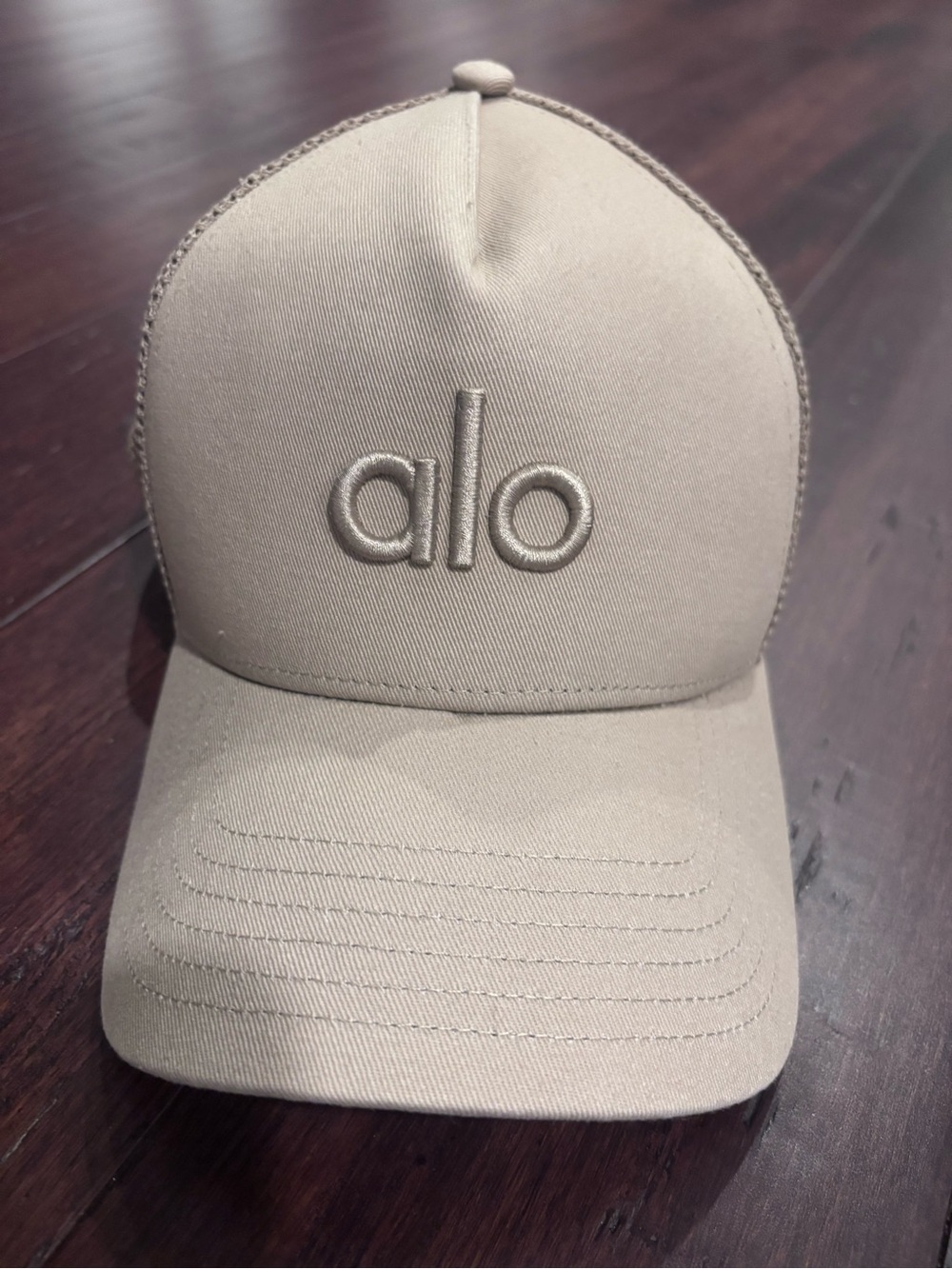 ALO Yoga Beige Trucker Hat with Embroidered Logo